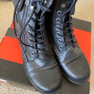 Black combat boots